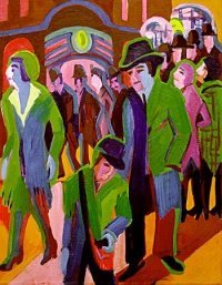 Ernst Ludwig Kirchner: Straße mit Passanten bei Nacht (1926/27)