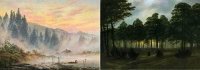 Caspar David Friedrich: Der Morgen, Der Abend (beide Bilder um 1820/21). Gegensätzlichkeit zwischen Erwachen und Untergang.