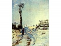 Armand Guillaumin - Hohlweg im Schnee (1869)