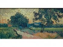 Vincent van Gogh - Zwei Birnbäume und das Schloß von Auvers (Landschaft in der Dämmerung) (1890)
